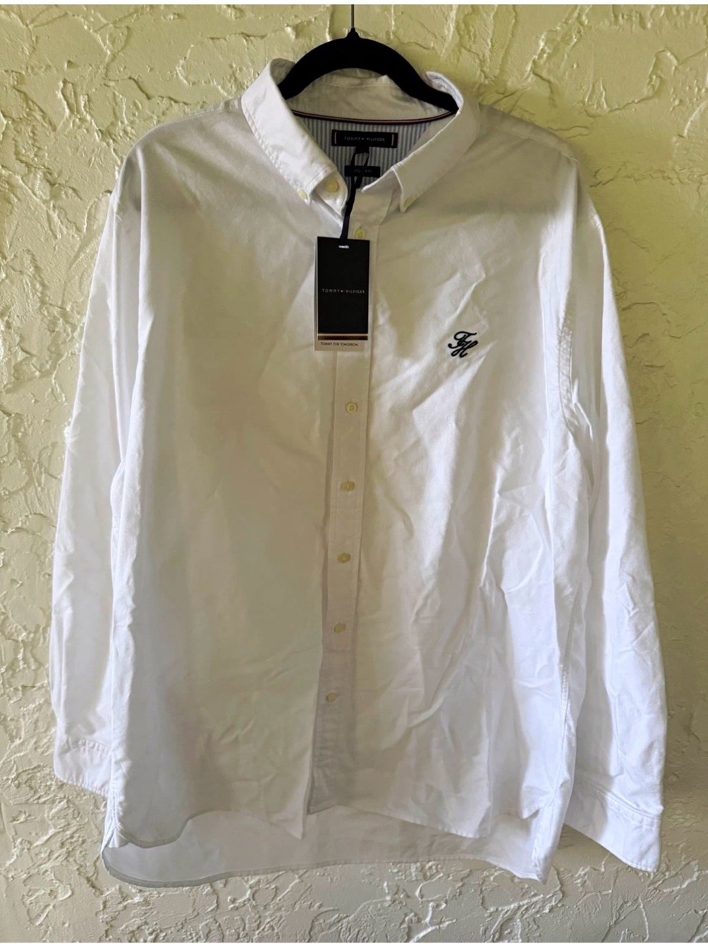 BNWT European Tommy Hilfiger White Button-Down Shirt with Embroidered Logo